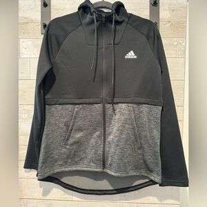 Adidas Black and Grey Zipper Hoodie M